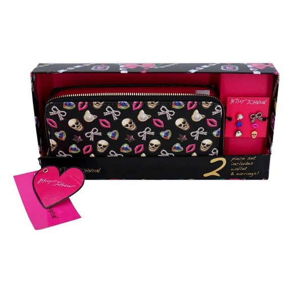 Betsey Johnson 3 Piece set - Wallet & 2 Earrings Pairs of Earrings - Picture 1 of 8